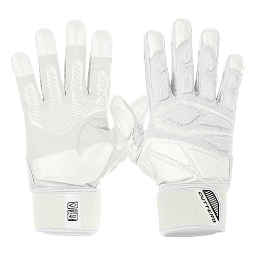 Force 5.0 Padded Football Gloves for Linemen - Extra Grip, Adults — White