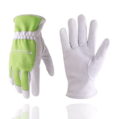 HANDLANDY Women's Touch Screen Safety Work Gloves for Yardwork Gardening — White-green
