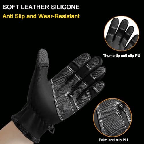 WANSENAMZ Winter Zipper Gloves Touch Screen Anti-SlipWarm Cold Weather Ski Cycling