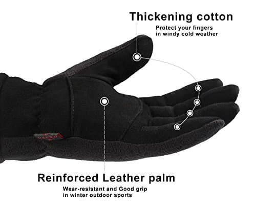 OZERO Winter Gloves for Men and Women | Deerskin Suede & Insulated Polar Fleece