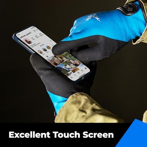 100% Waterproof Gloves for Men and Women, Touchscreen, Thermal Freezer Work Gloves, Blue, X-Large