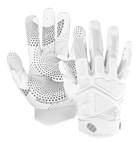 Seibertron Gel-Filled Anti-Impact football gloves for Adults and Youth — white
