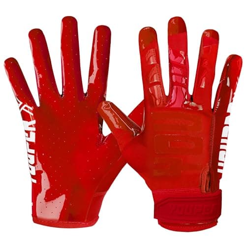 Youper Elite Football Gloves: Pro Receiver Gloves for Men and Youth — Red