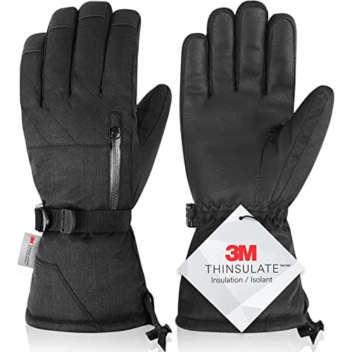 Magelfarm Unisex Waterproof Touchscreen Winter Gloves 3M Thinsulate with Pocket — Black