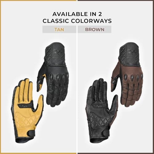 ViaTerra Fuel Retro Motorcycle Gloves | All Leather Touchscreen Compatible Good Grip