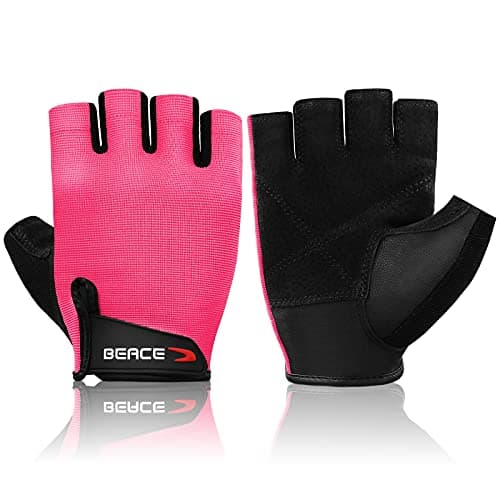 BEACE Anti-Slip Weight Lifting Gloves for Men & Women Fitness Training — Pink