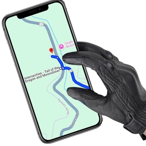 Vintage Leather Motorcycle Gloves for Men, Touchscreen Protection and Padding