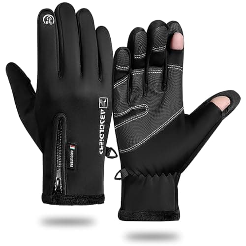 WANSENAMZ Winter Zipper Gloves Touch Screen Anti-SlipWarm Cold Weather Ski Cycling — Black1-Cover
