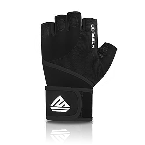 Men's & Women's Workout Gloves - Full Palm Pad, Wrist Support, Enhanced Grip, Fitness Training — Black
