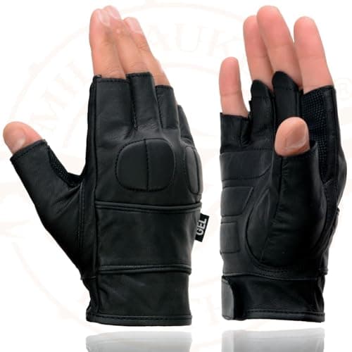 Milwaukee Black Leather Gel Palm Hand Gloves with Knuckle Pads