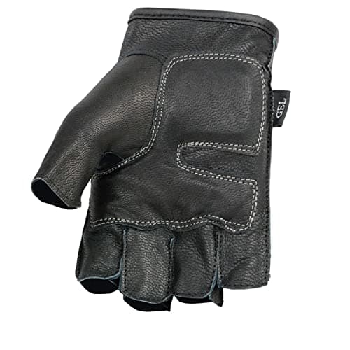 Milwaukee Black Leather Gel Padded Motorcycle Gloves with Orange Flame