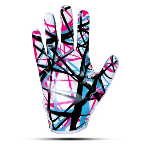 Pro Grip Cross-Eyed White Gloves - Perfect for College Football - Adult & Youth Sizes