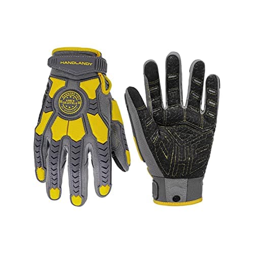 Handlandy Heavy Duty Impact Gloves, SBR Padding, TPR Protector — Yellow-upgrade