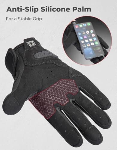KEMIMOTO Men's Motorcycle Gloves withPU Foam Shell, Touchscreen Anti-Slip