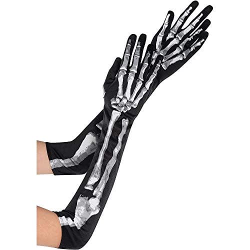 Amscan Adult Skeleton Long Gloves - Perfect for Halloween, Cosplay & Themed Parties