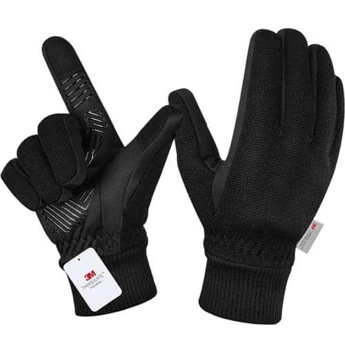 MOREOK Winter Gloves -10°F 3M Thinsulate Touch Screen Ski Bike Gloves — black