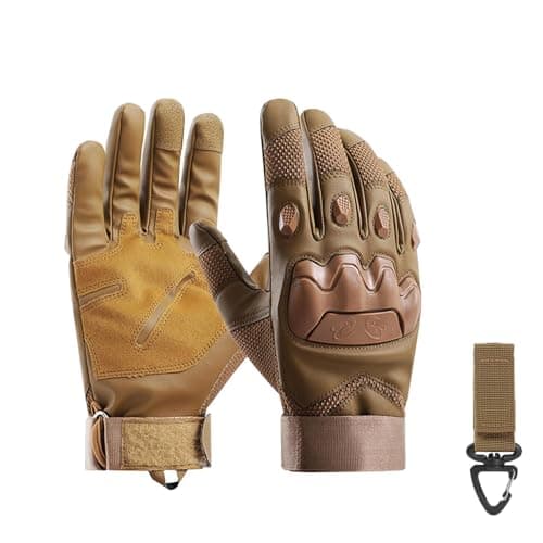 Tactical Motorcycle Gloves for Men with Leather Palm for Hiking & Camping — yellow
