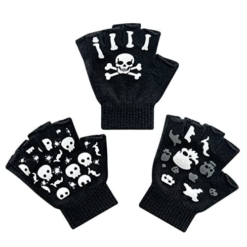 Evridwear Kids' Touchscreen Winter Warm Fingerless Gloves, 3 Pairs