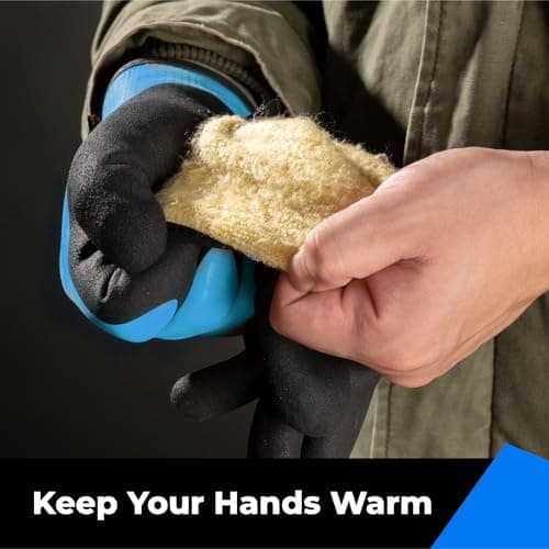 100% Waterproof Gloves for Men and Women, Touchscreen, Thermal Freezer Work Gloves, Blue, X-Large