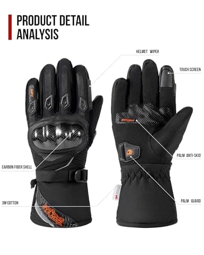BORLENI Warm Winter Waterproof Motorcycle Gloves for Men & Women