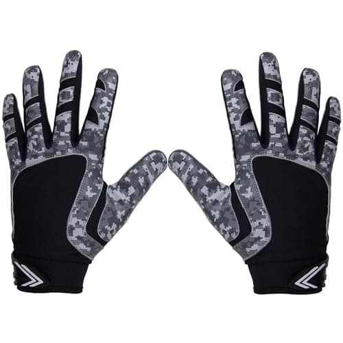 Drip Gear Elite Sticky Grip Football Wide Receiver Gloves - Adult, Youth, Men, Boys — Black Digital Camo