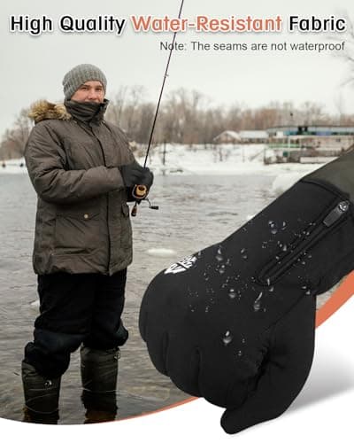 Winter Thermal Waterproof Touchscreen Gloves for Men and Women with Zippered Wrist
