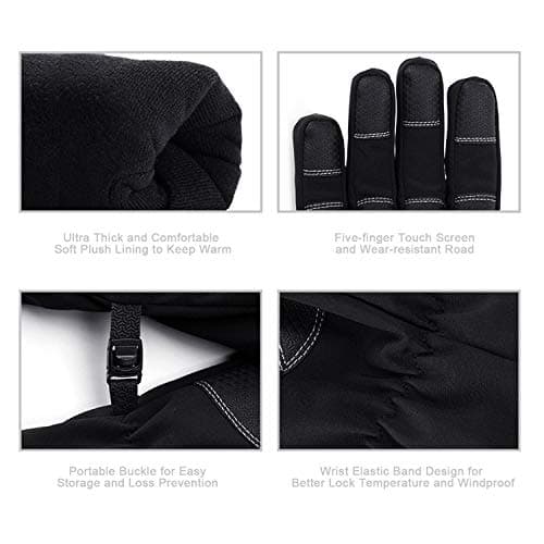 Jeniulet Men's 100% Waterproof Winter Gloves -30℉ Warm Windproof Touch Screen