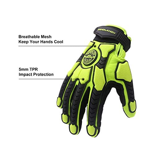 Handlandy Heavy Duty Impact Gloves, SBR Padding, TPR Protector