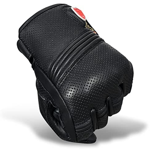 100% Cowhide Leather Motorcycle Gloves for Men, Touchscreen, Breathable, Knuckle Protection
