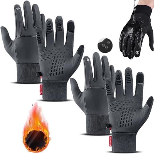 TOWGOU Warm Winter Waterproof Touch Screen Gloves — Grey*2pairs
