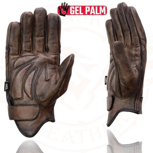 Milwaukee MG7512 Men's Brown Leather Gel Padded Motorcycle Gloves - Large