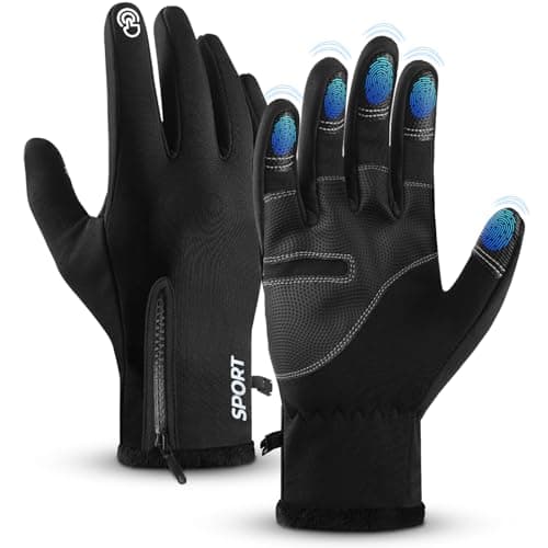 AURUZA Men's & Women's Waterproof Cycling Gloves, Touch Screen Anti-Slip Winter Windproof M