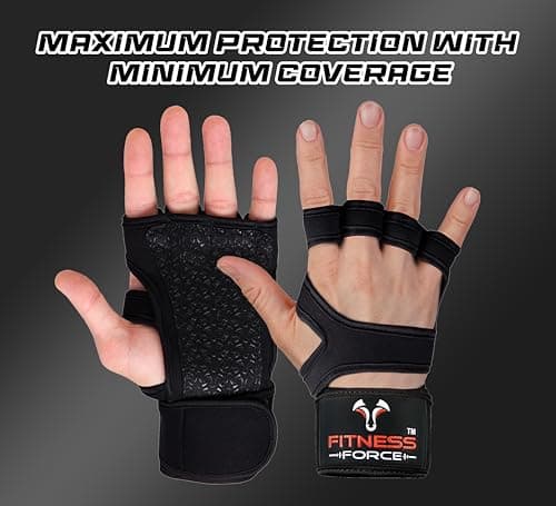 FITNESS FORCE Ventilated Wrist Support Gloves for Workouts Weightlifting & Cross Training