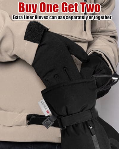 RIGWARL 2-in-1 Snow Gloves with 3M Thinsulate & Zipper Pocket, Men's X-Large