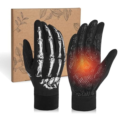 RIGWARL Upgraded Wool Gloves for Men & Women, Touch Screen Compatible, Waterproof Winter Gifts — 112 Plus-(75% Warm&water-resistant)-skull