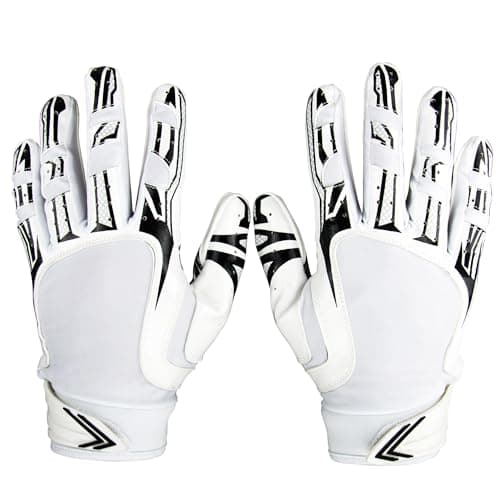 Drip Gear Elite Sticky Grip Football Wide Receiver Gloves - Adult, Youth, Men, Boys — White