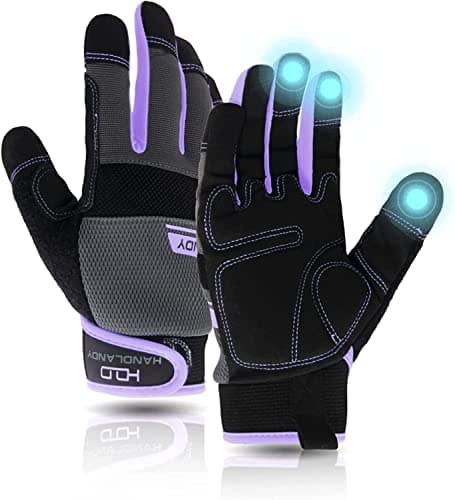 AIGEVTURE Women's Breathable Touch Screen Gloves, Pink, Large — Purple