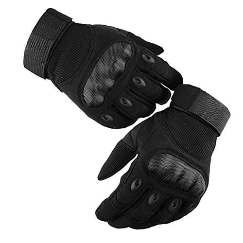 Carbon Fiber Racing Gloves for Motorcycles and ATVs with Touchscreen Compatibility — Black