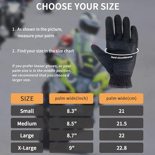 ZLUXURQ Mens Motorcycle Leather Gloves - Hard Knuckle Protection Lightweight & Comfortable