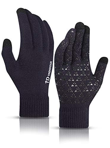 TRENDOUX Winter Gloves for Men & Women - Touch Screen Cold Weather Thermal Knit Gloves — Navy