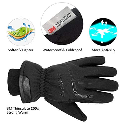 FIDESTE 3M Thinsulate Touchscreen Winter Gloves - Waterproof & Windproof for Men & Women
