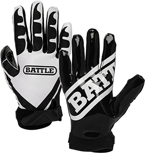 Battle Sports Ultra-Stick Wide Receiver Football Gloves — Black/White