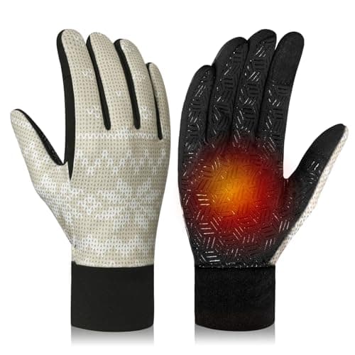 RIGWARL Upgraded Wool Winter Gloves, Waterproof & Touch Screen Compatible, Perfect Gifts for Men and Women — 112 Plus-(75% Warm&water-resistant)-Off white sweater