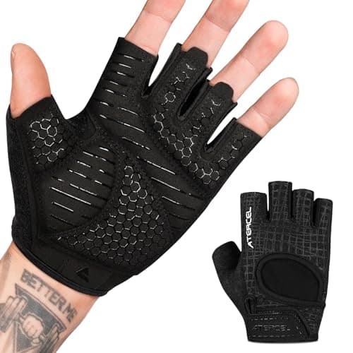 ATERCCEL Weight Lifting Gloves, Full Palm Protection for Men and Women — Black