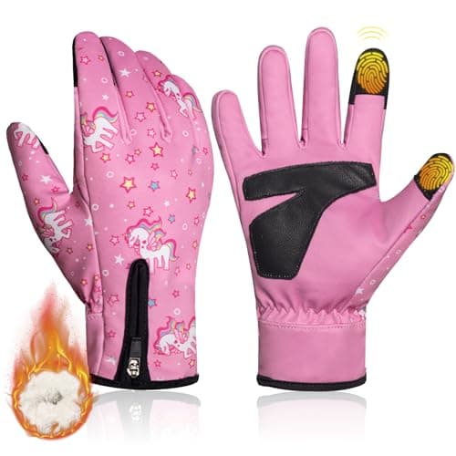RIGWARL Kids Winter Touchscreen Gloves, Water-Resistant for Ages 3-15 Cold Weather Sports