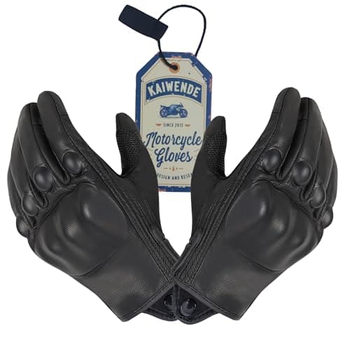 Vintage Leather Motorcycle Gloves for Men, Touchscreen Protection and Padding