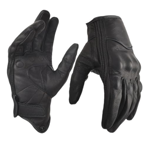 Men's Touchscreen Leather Motorcycle Gloves Black Protection Riding Biker Gloves