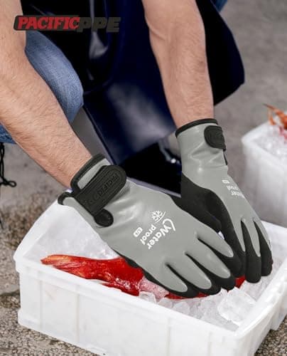 PACIFIC PPE 100% Waterproof Gloves for Men and Women, Cold Weather Thermal Insulated Freezer Gloves, Super Grip, Medium