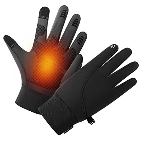 Suneed Men's Winter Gloves, Waterproof & Touchscreen Cold Weather Running and Hiking — Black