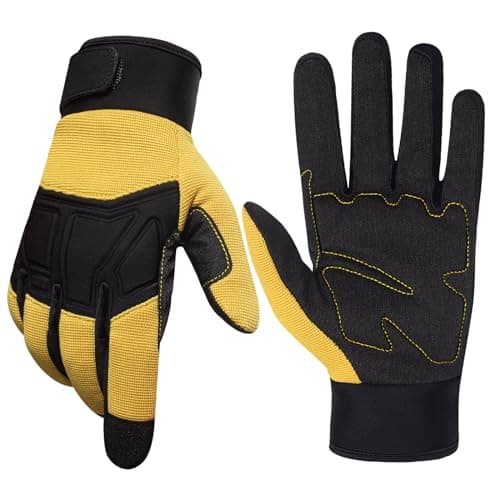RIGWARL Tear Resistant Safety Gloves for Men and Women, Thick Padding, Wood & Warehouse Protection — Premium Yellow- (95% Wear-resistant)
